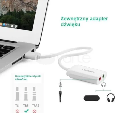 Image de UGREEN USB-A To 3.5mm Adaptateur audio stéréo externe Noir 15cm (30724)