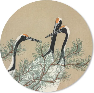 Produktbild von MuchoWow® Mauspad Mousepad Blätter - Kranich - Japanisch - Vintage 50x50 cm - Mousepads - Maus Mat - Pad - Mausunterlage - Vinyl