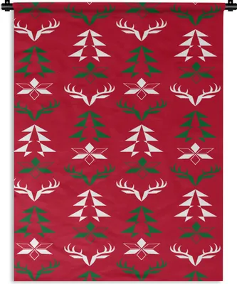 Produktbild von MuchoWow® Wandteppich Wandbehang Hirsche - Muster - Weihnachten 60x80 cm Tapisserie Dekoration Wandtuch - Decke - Wandtücher - Wohne