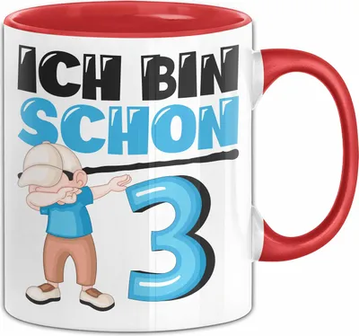 Produktbild von 3. Geburtstag Geschenk Tasse Becher Jungs Dab Geburtstagsgeschenk Ich Bin Schon 3 (Rot)