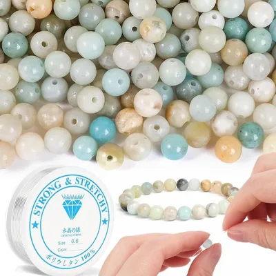 Produktbild von Natursteinperlen Amazonit 120 Stück 6 mm zum Auffädeln DIY Schmuck Bastelset