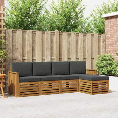 Produktbild von "Neues Produkt" Sofagarnituren - CLORIS - Terrassen-Sofa - 5 pcs - Natur und Anthrazit Massivholz Akazie - Modern Gartensofas V1854