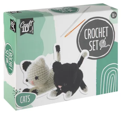 Produktbild von Craft ID Häkelset Katzen 13x6.5x10.5cm