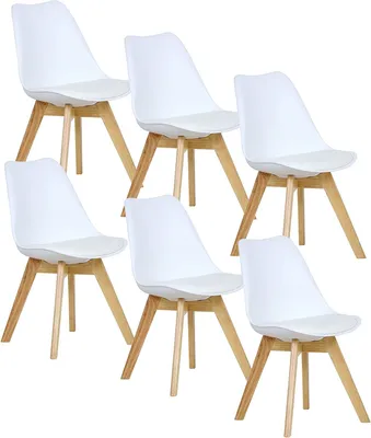 Produktbild von WOLTU 6er Set Esszimmerstühle Küchenstuhl Design Stuhl Esszimmerstuhl Kunstleder Holz, Weiß