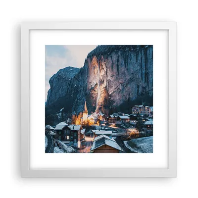 Produktbild von Gerahmtes Poster - Weißer Rahmen - Lauterbrunnen Schweiz Tal - 30x30 cm - Wand Bild - Wanddeko - Wandbilder - Kunstposter - Wandposter - Bilderrahmen - Bilder - Kunstdruck - P2WAC30x30-4834