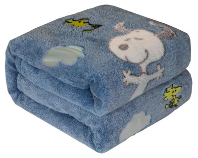 Immagine prodotto di Omgoods - Coperta in pile blu "Kanguru Snoopy" che si illumina al buio, 130 x 150 cm