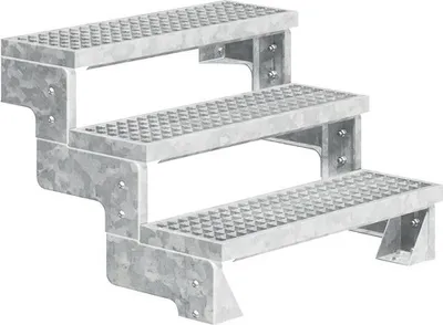 Produktbild von Aussentreppe Pertura Tallis ohne Geländer 3 Steigungen 100 cm Gitterrost