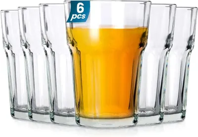 6 Wassergläser 360 ml – Klarglas-Set für kalte Getränke