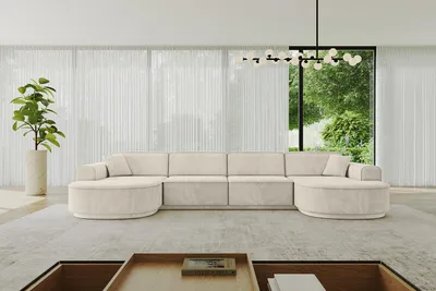 Produktbild von ALTDECOR Ecksofa in U-Form MARI-U2-v3 - 388x171x83 cm Beige - Corner Sofa Bett Eckcouch Couch L-Form Wohnlandschaft Cauchsofa