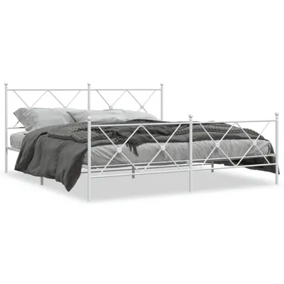 Produktbild von vidaXL Bettgestell mit Kopf- und Fußteil Metall Weiß 183x213 cm
