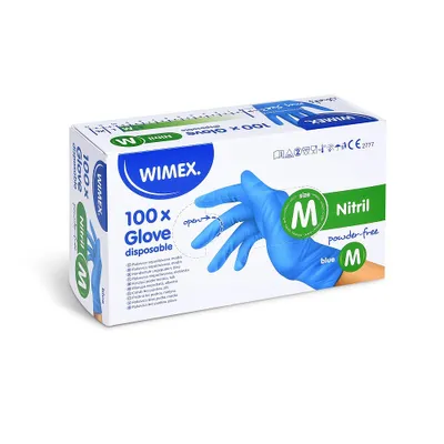 Obrázok produktu pre Rukavice nitrilové modré bezpudrové M/100ks