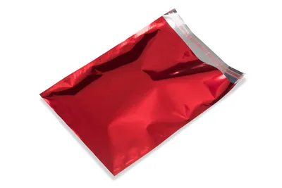 Immagine prodotto di Sacchetto regalo, pellicola metallica lucida di qualità extra spessa, ROSSO, formato 25x33,5+3cm, 50 pezzi.