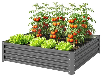 Productafbeelding van Outsunny tuinkast, plantenbak met stalen frame, 120 x 120 x 30 cm
