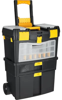 Produktbild von GEKO | Rollende Werkstatt, Werkzeugwagen leer mit 3 modularen Einheiten, Vielseitige Werkzeugbox, für Kleinteile und große Werkzeuge