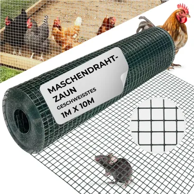 Produktbild von Geflecht GARDEN PVC, 1000/12,7x12,7/1,2 mm, grün, RAL 6005, viereckig, Garten, Tierhaltung, Packung 10 m