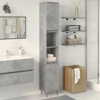 Produktbild von "Winterschlussverkauf "Badschrank - CLORIS - Badezimmerschrank - schlichte Design - Betongrau 30x30x190 cm Holzwerkstoff - NeuMöbel6911542