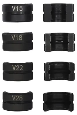 Produktbild von Rohrpresswerkzeug - Presszange V-Kontur - Pressbacken 15/18/22/28 mm - Cr45 Stahl - Für Kupfer- und Verbundrohre