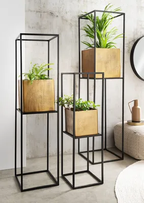 Produktbild von Pflanzensäule Plant aus Aluminium und Metall 34 x 120 x 34 cm Gold