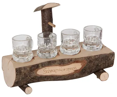 Borrelfontein mit 4 Gläsern – Holz-Set für die Hausbar
