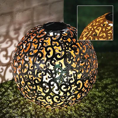Image de Sphère décorative solaire en métal - Ø 28,5cm - blanc chaud