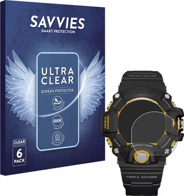 Produktbild von 6x Für Casio G-Shock GW-9400Y-1 Schutzfolie Savvies Displayschutz Display Schutz Folie Klar Transparent
