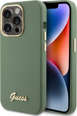 Produktbild von Guess iPhone 15 Pro Max Back cover case - Script metal logo - Kaki