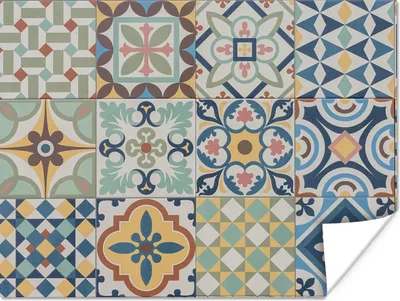 Produktbild von MuchoWow® Poster Vintage - Blumen - Design - Figuren 120x90 cm - Wandbild