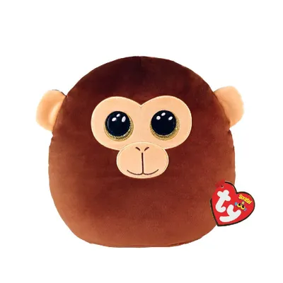 A plush toy monkey is shown against a white background.