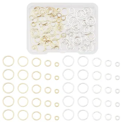 Productafbeelding van Jump Ringen 10 Stijlen - 14k Vergulde Ringen - Messing Linking Ringen - 140 Stuks - 4/5/6/8/10mm - Gesloten Ringen - Sieradenringen