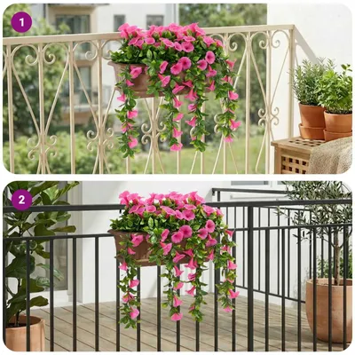 Obrázek produktu pro Umělé květiny, purpurová barva, rozměry 55 x 20 x 55 cm, materiál: polyetylen (PE) a ocel