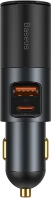 Obrázok produktu pre Baseus Share Together USB nabjaka do auta / USB typu C / zsuvka zapaovaa cigariet 120W Quick Charge Power Delivery siv (CCBT-C0G)