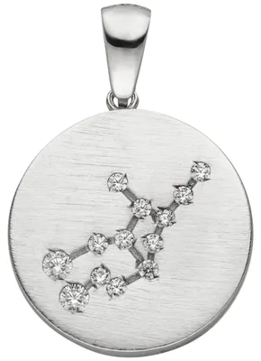 Produktbild von Anhänger Sternzeichen Jungfrau 13 Zirkonia 925 Silber mattiert rund Halsschmuck