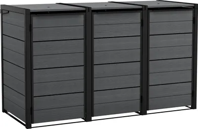 Produktbild von Keter Mülltonnenbox "Hide Away" Erweiterung 1x 240L Anthrazit - 138x84x121 cm - naturgetreue Holzoptik