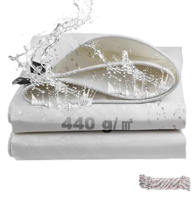 Produktbild von Abdeckplane LKW 440 g/m² Wasserdicht PVC 3x3m Weiß mit Ösen Schwer Reißfest UV-Schutz