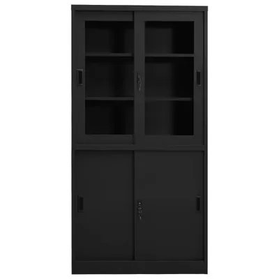 Produktbild von vidaXL Büroschrank mit Schiebetür Anthrazit 90x40x180 cm Stahl
