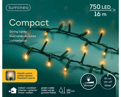 Produktbild von Kaemingk Lumineo Lichterkette Compact 750 LED klassisch warm außen 16 m grün