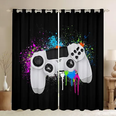 Kinder-Vorhang Game-Controller 2er-Set 117x183 cm Samt
