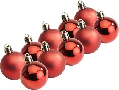 Produktbild von Weihnachtskugeln aus Kunststoff, 10 Stück, Ø 4,4 cm Rot
