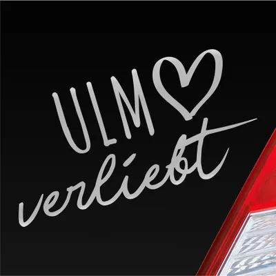 Produktbild von Auto Aufkleber Ulm verliebt Herz Stadt Heimat Liebe Car 19x10 cm Silber Sticker Heckscheibenaufkleber