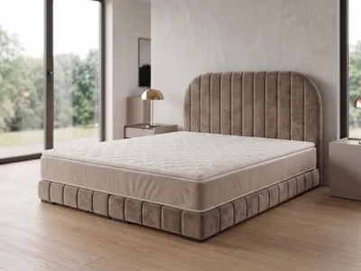 Produktbild von Polsterbett  LEON 3 mit Kopfteil, modernes gepolstertes Bett in 140 x 200 cm Farbe: Creme