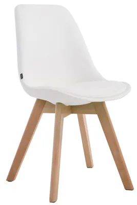 Produktbild von CLP Stuhl Manado Kunstleder mit Sitzpolster und Holzbeinen Gestell weiß Gestell Farbe natur