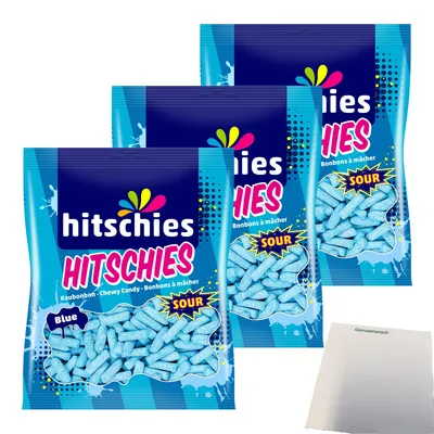 Produktbild von Hitschies Sour Blue 3er Pack (3x140g Beutel) + usy Block
