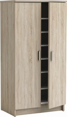 Produktbild von Schuhschrank Furna 21 in Eiche, 109 x 55 x 35 cm, praktischer Vorzimmerschrank, mit 7 Fächern, sehr geräumig