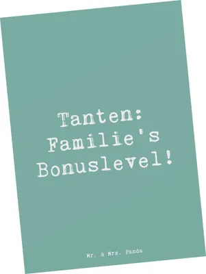 Produktbild von Mr. & Mrs. Panda Grußkarte Spruch Tante Bonuslevel - Meeresbrise - Geschenk, Geschenke, Familienmitglieder, Ansichtskarten, Lustig, Postkarte, Liebe, Nichte, bildkarte