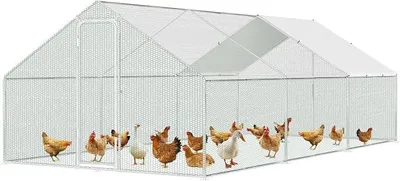 Produktbild von 3x8x2m Hühnerstall Freilaufgehege Metall Freigehege, Hühnerkäfig Kleintierstall Voliere mit Dachplane, Heimtiergehege für Hühner Geflügel Kleintiere