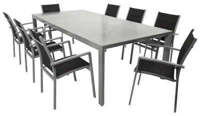 Produktbild von Garnitur 9-teilig 375,0 x 90,0 x 240,0 cm Aluminium Kunstgewebe Schwarz Grau