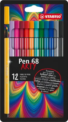Obrázok produktu pre Prémiové fixky - STABILO Pen 68 - ARTY - 12 balení s pútkom na zavesenie - s 12 rôznymi farbami