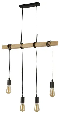 Obrázok produktu pre Závesné svetlo, 4-plameňové, drevený nosník, výškovo nastaviteľné, D 70 cm