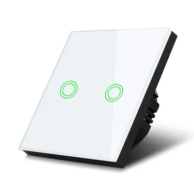 Immagine prodotto di Interruttore a sfioramento Interruttore luminoso Interruttore a croce Interruttore a parete Interruttore per scale con cambio colore Retroilluminazione LED Interruttore da incasso 2 volte rotondo Bianco