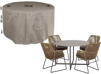 Produktbild von Raffles Covers Wetterhaube für runder Tisch mit 4 Gartenstühle Ø 135 H: 85 cm | Atmungsaktiv | Wasserdicht | UV-beständig | Elastischer Kordelzug